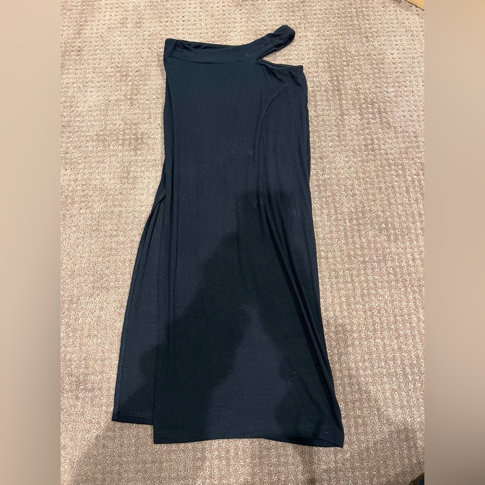 Shein long black fitted skirt with slit. Size small.